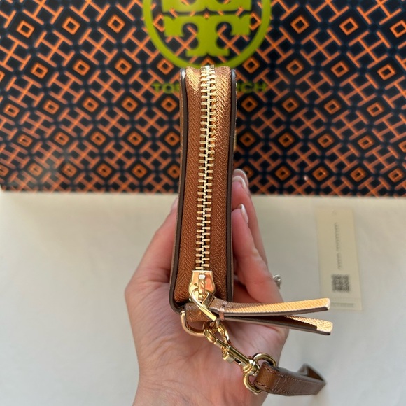 Tory Burch Emerson Zip Continental Wallet Moose Gold Tan Brown - Picture 3 of 12